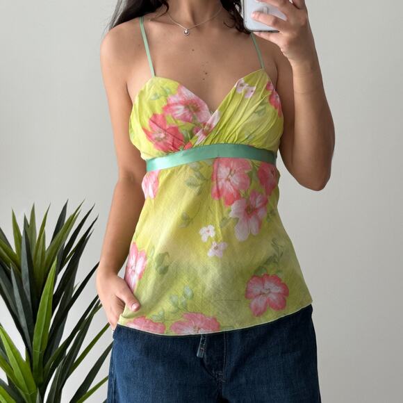Funkadelic Tops - Vintage Y2K Babydoll Top Medium Cami Floral Fairy 100% Cotton Coquette Romantic